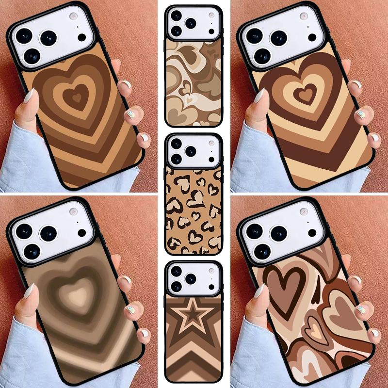 Чехол для телефона 'Latte Love Brown Heart Aesthetic' для iPhone 17 Pro Max 12 13 14 15 16e 17 Pro Max Plus Air Cover
