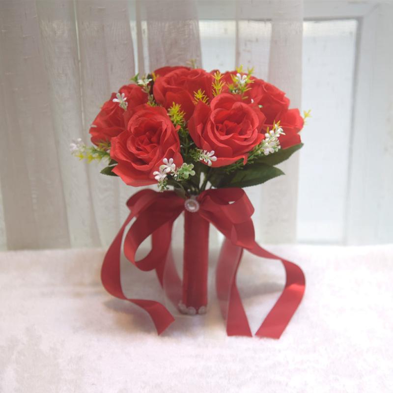 1 шт. Букет Компактный Свадебный Прочный Подружка невесты Готовый к церемонии букет Реалистичный Искусственный Маленький Маленького размера Миниатюрный 23x20см