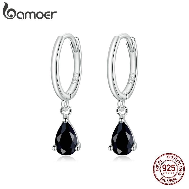 BAMOER 925 Sterling Silver Hypoallergenic Water Drop Ear Buckles for Women Delicate Jewelry