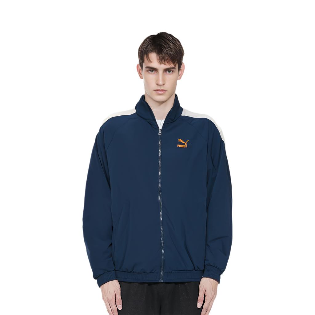 Puma Спортивная куртка с воротником-стойкой, застежкой-молнией и логотипом, унисекс, темно-синяя 627167-12
