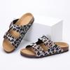 Fashion Kidmi Women's Slide Sandals New Casual Cork Footbed Platform Sandals Open Toe Leopard Slides With Adjustable Buckle Flat Sandals