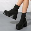 Women Platform Ankle Boots High Heels Fashion Sock Boots Knitting Shoes 2025 Trend Winter Pumps Chelsea Boots New Mujer Botas