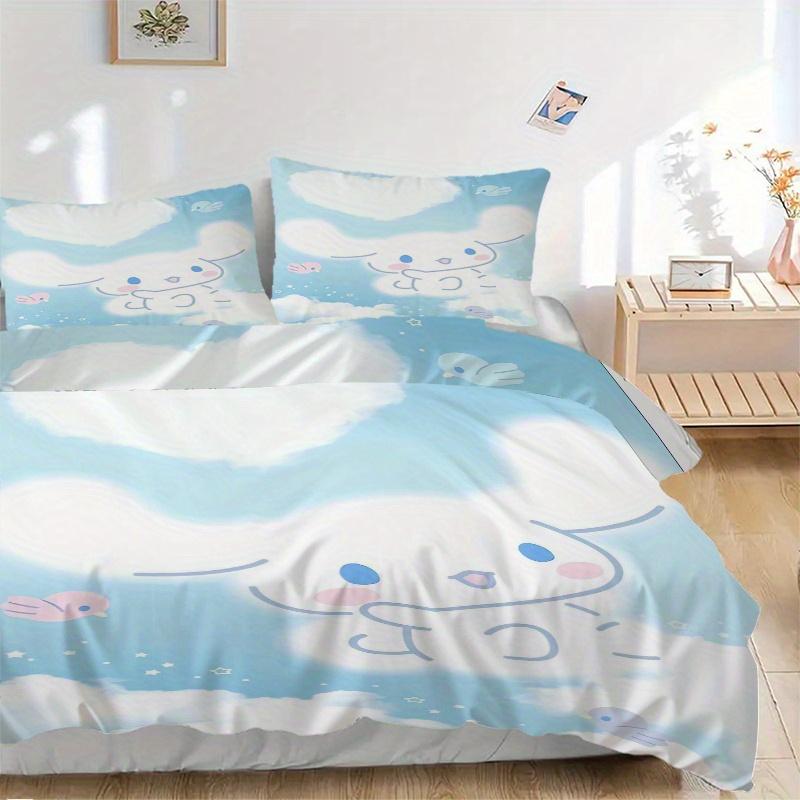 3pcs Love Cinnamoroll Sanrio Print Cover Set Ultra Soft, Breathable, and Comfortable Bedding with Stylish Design for Bedroom and Guest Room Decor