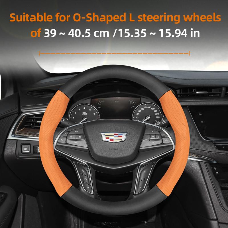 AABHX1 Suitable for Cadillac Breathable Hole Leather Matte Carbon Fiber Texture Steering Wheel Cover Suitable for Cts 2013 Ct4 Carbon Interior Ct5