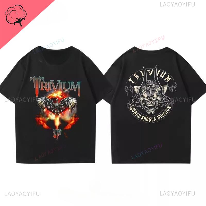 Trivium Футболка Ascend Above The Ashes Тур 2025 Футболка Двусторонняя Печать Хлопок Винтаж Хэви-метал Группа Рок-музыка Футболка