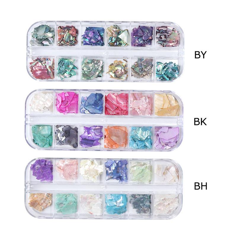 12 сеток для ногтей, фрагменты раковины морского ушка, текстура, натуральная морская ракушка, 3d очаровательное украшение для дизайна ногтей, срез, инструменты для салона красоты «сделай сам»