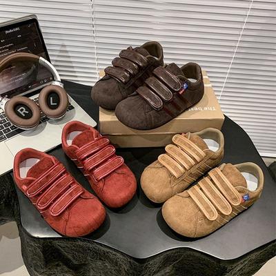 Осенние кроссовки на липучках в стиле ретро, немецкие тренировочные, женские, увеличивающие рост, дышащие, нескользящие, износостойкие, повседневные, универсальные спортивные туфли