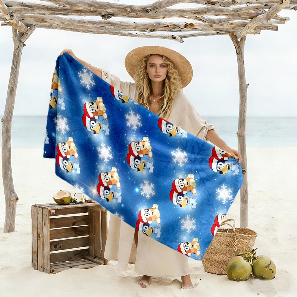 Bluey concert party soft beach towel Comfortable erfect for Travel Beach Swimming Vibrant Pattern Wedding Party Gift