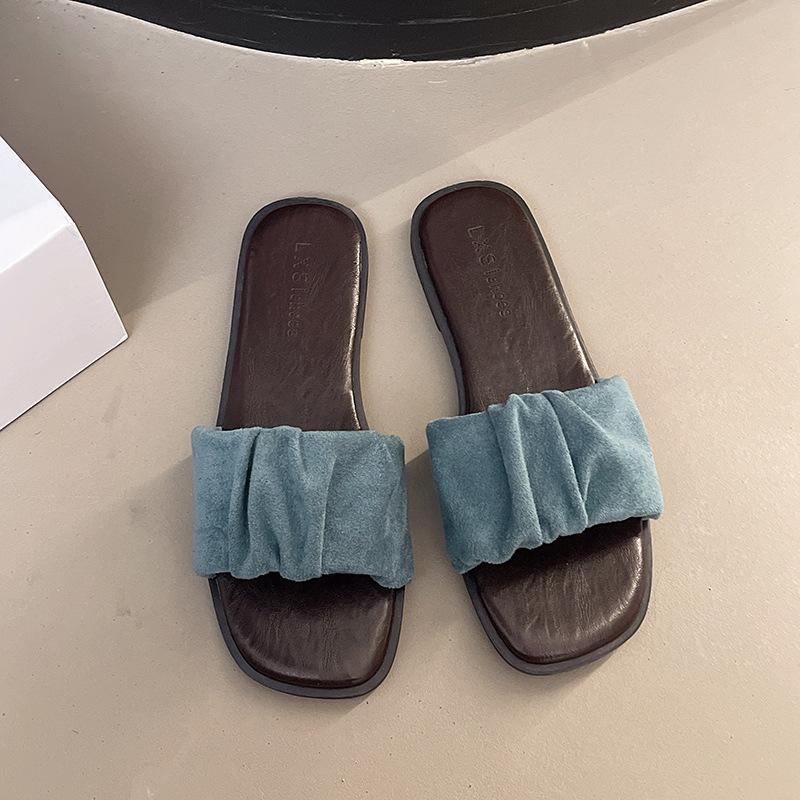 Обувь для улицы на плоской подошве, популярная обувь, сандалии из одного слова, женские сандалии, премиальные тапочки, лето, женская пляжная, французская