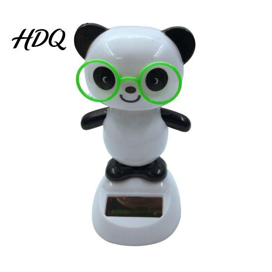 Panda Car Figurine Solar Ornament Plastic Pendant Automatic Head Swinging Induction Ornament