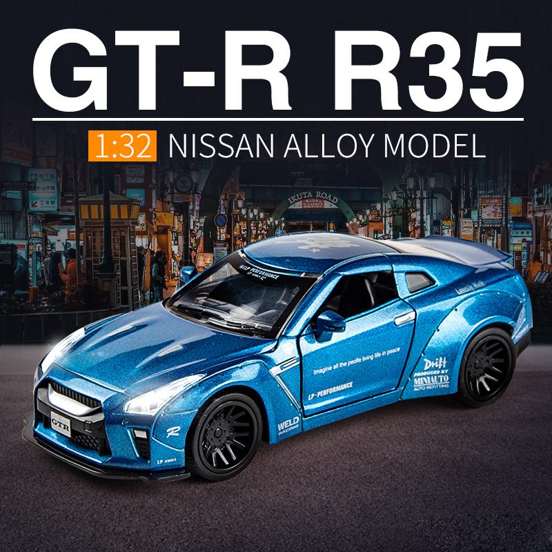 1/32 Nissan Skyline Ares GTR R34 R35 Alloy Sports Car Model Diecast Metal Toy Vehicles Car Model Simulation Collection Kids Gift