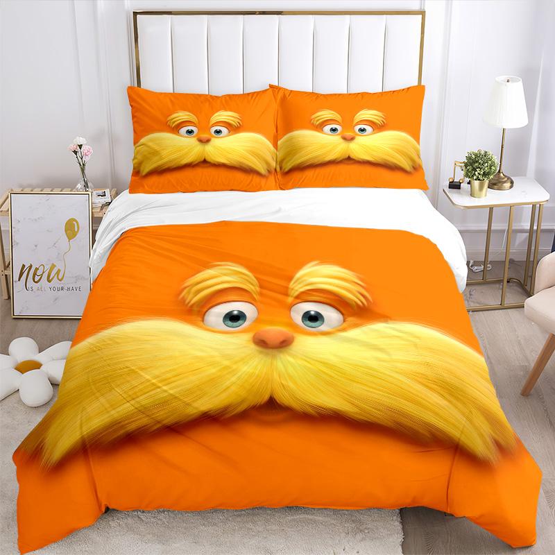 Lorax'S Yellow Mustache Print 3Pcs Bedding Setduvet Cover With 2 Bedropillowcase Home Birthday Gift