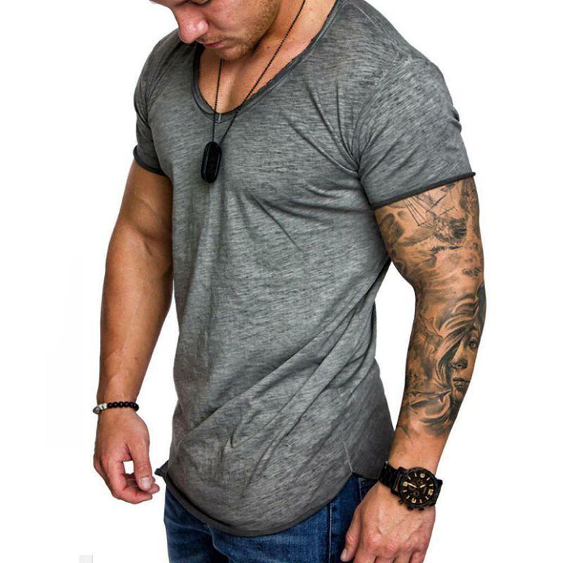 Fashion Men's Casual Tops V-neck T-shirt With Slim Fit And Premium Cotton Blend