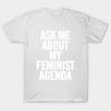 Футболка женская с надписью «Спросите меня о моей феминистской повестке дня» с принтом «Харадзюку» Kawaii Футболка летняя с коротким рукавом женская футболка топ