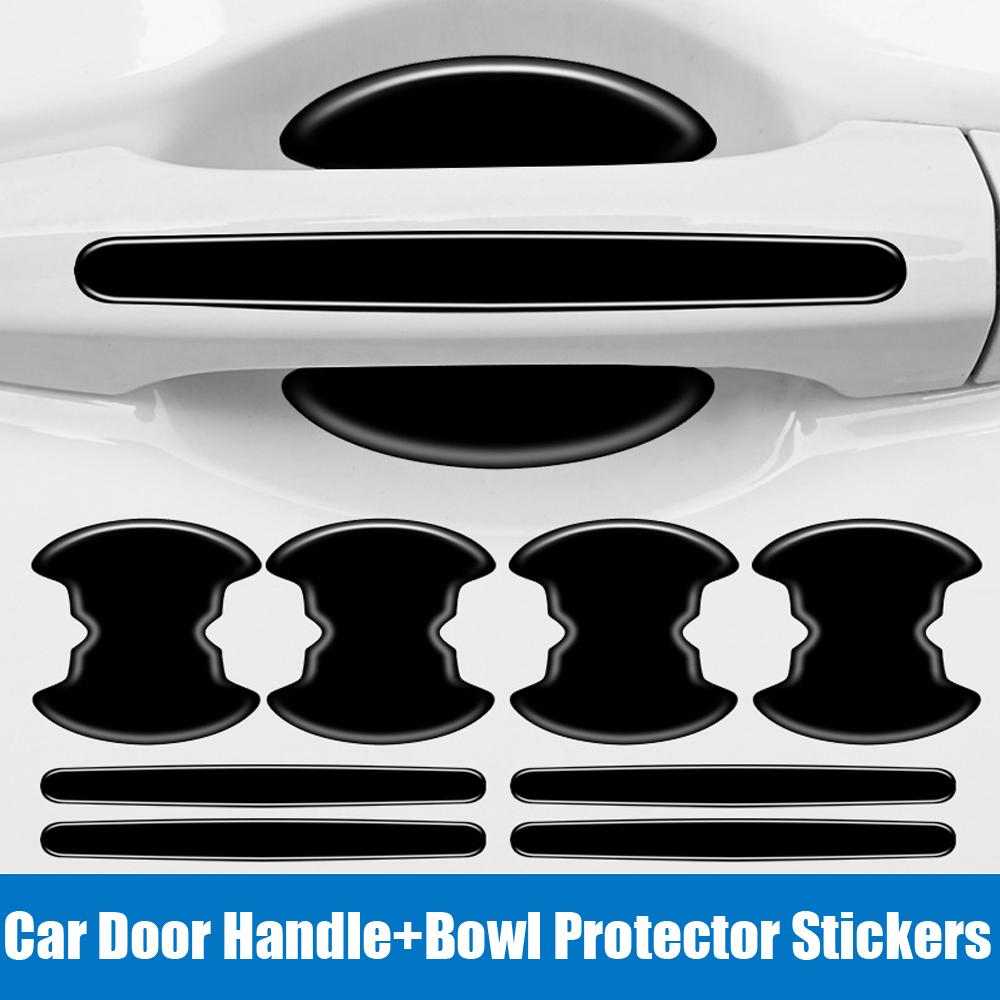 8Pcs Car Door Handle Bowl Scratch Anti-scratch Protective Car Stickers Car Handle Anti-collision Protection Strip Exterior Parts