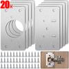 20/2Pcs Cabinet Hinge Repair Plate Kit Stainless Steel Door Hinge Mounting Plate With Holes For Home Kitchen Cupboard Furniture