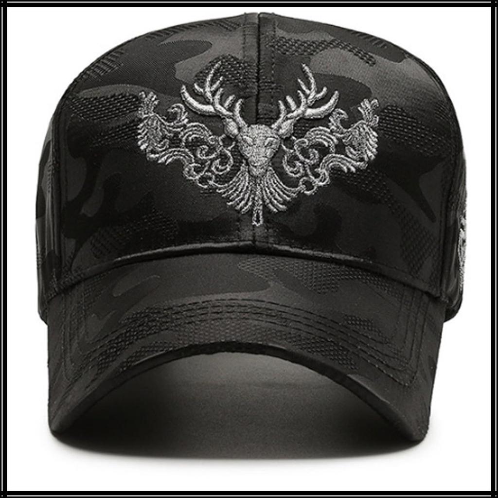 Шапка Animal CZ002 [Белый Клык], Бейсболка, Олень, Козырек, Уникальная, Кепка, Стильная, Модная, Мужская, (черный)