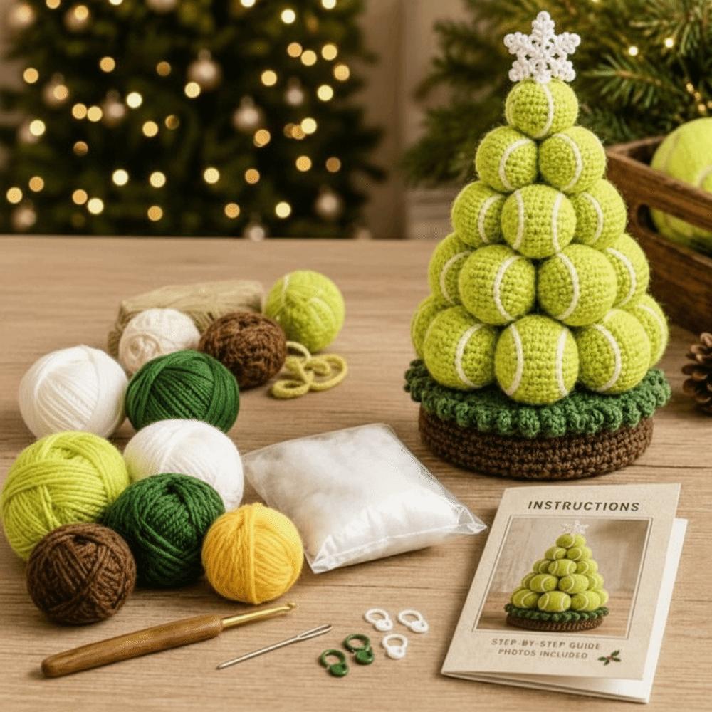 Multi-layered Crochet Christmas Tree Kit Sports Ball Christmas Tree Material Kit Home Decoration