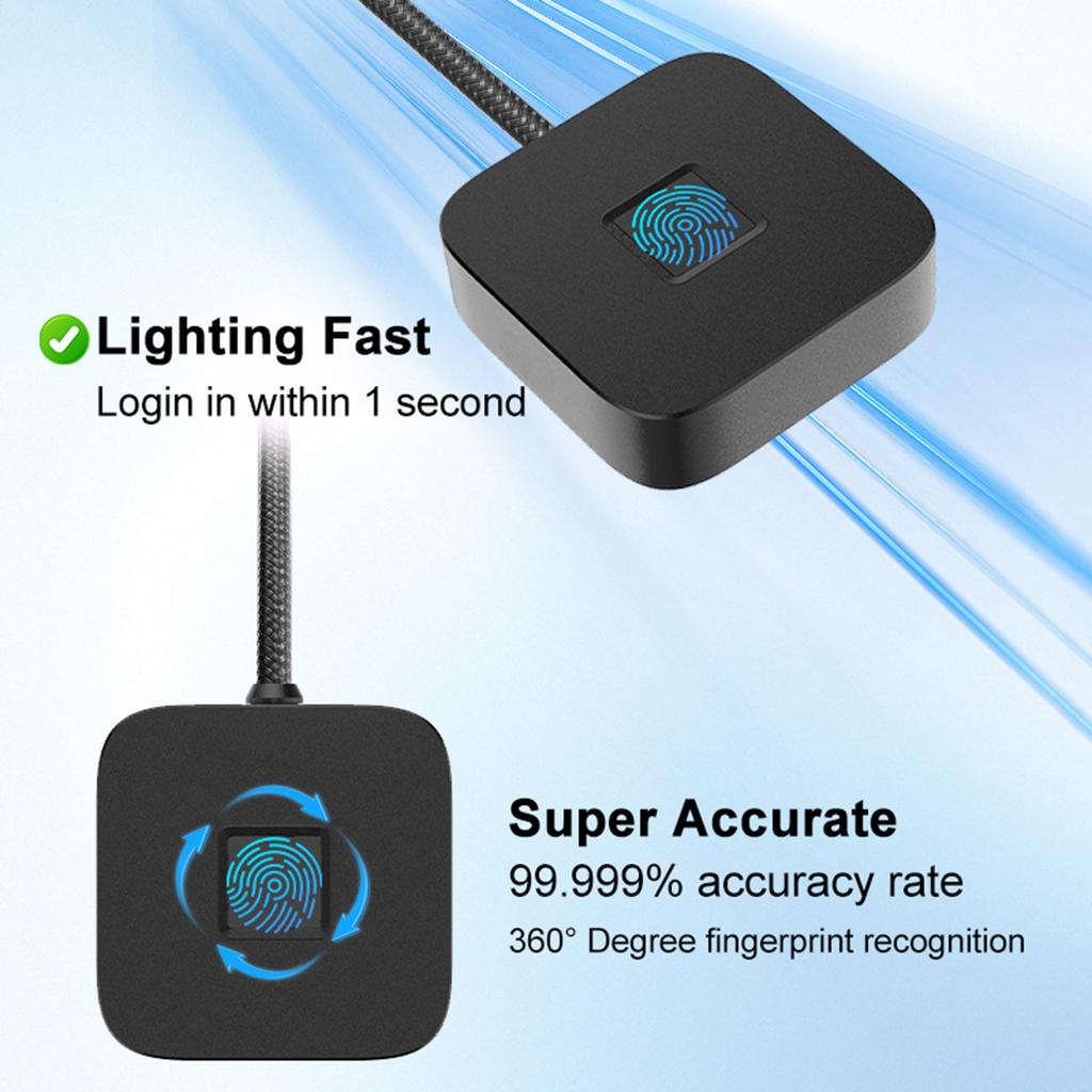 Сканер отпечатков пальцев с кабелем 5 футов для Windows Hello, Биометрический считыватель для входа по отпечатку пальца для Windows 10/11