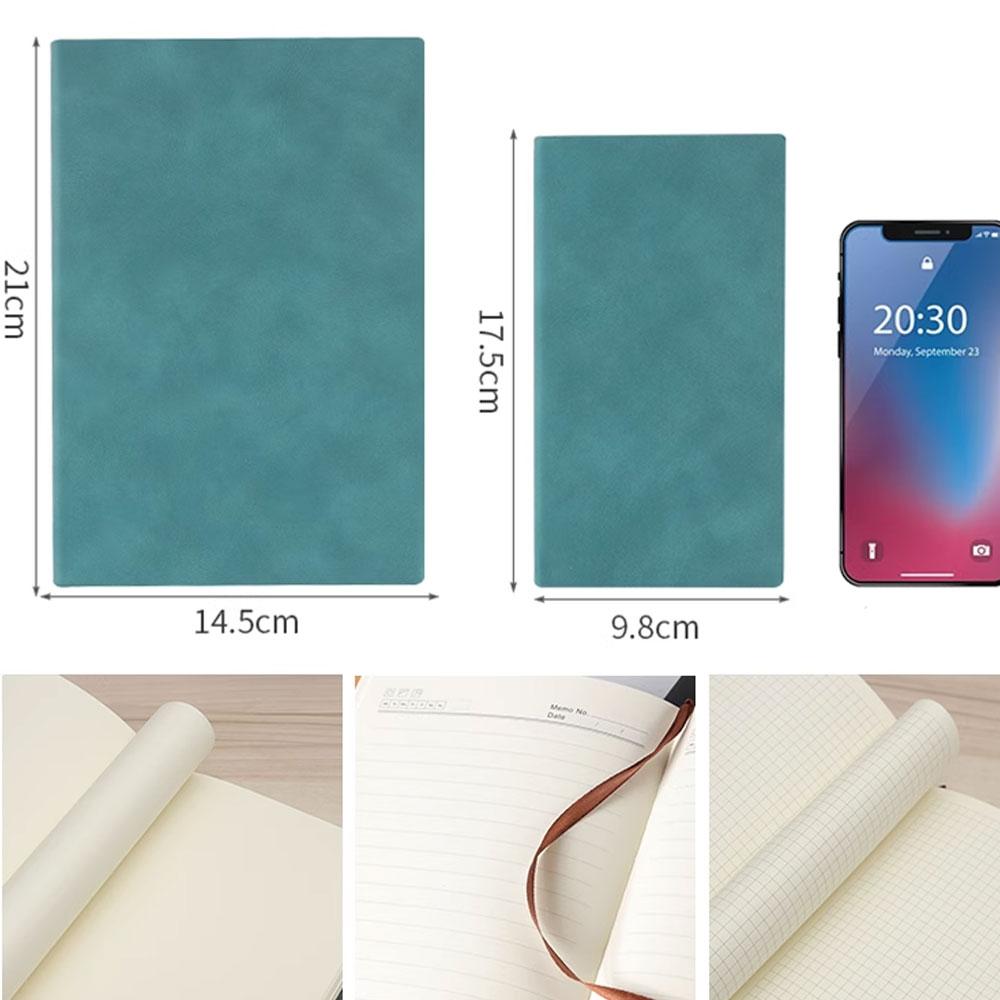 A5/A6 Soft Leather Diary Notebook Horizontal/Blank/Checkered Notebook Classroom Pocket 200pages Notebook