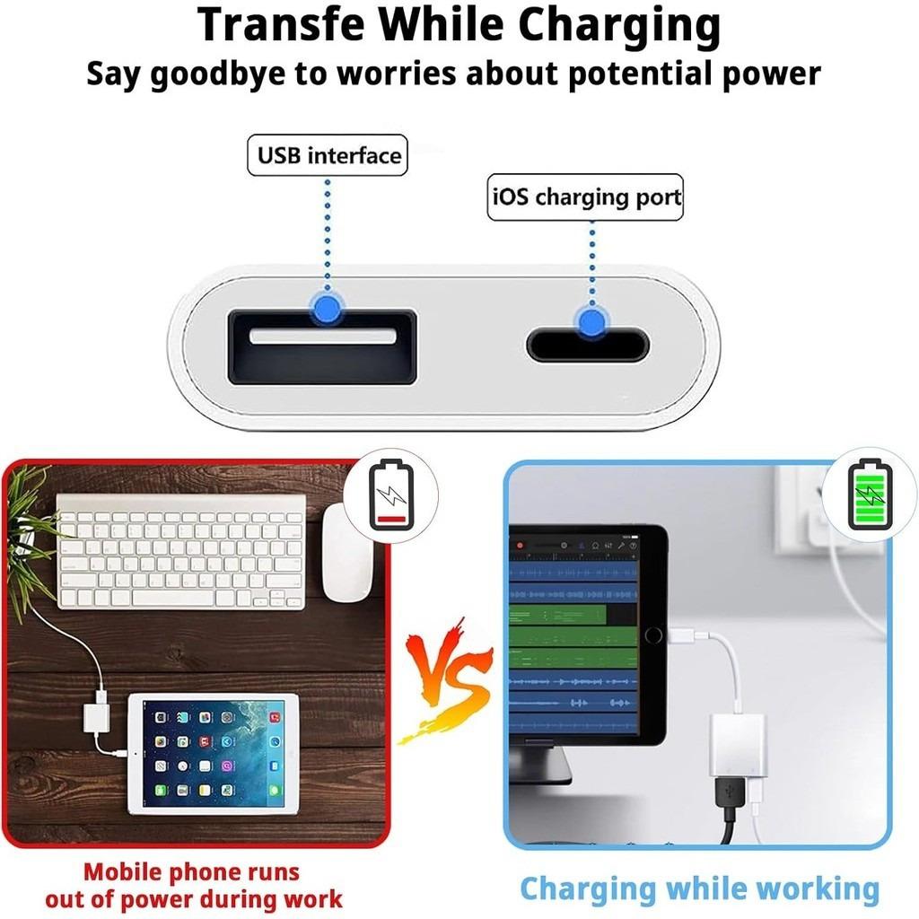 Адаптер Lighting To HDD SSD Hard Drive OTG для iPhone iOS 13 14 15 16 17 18 к USB-разъему с портом зарядки для U Disk Keyboard Mouse Converter