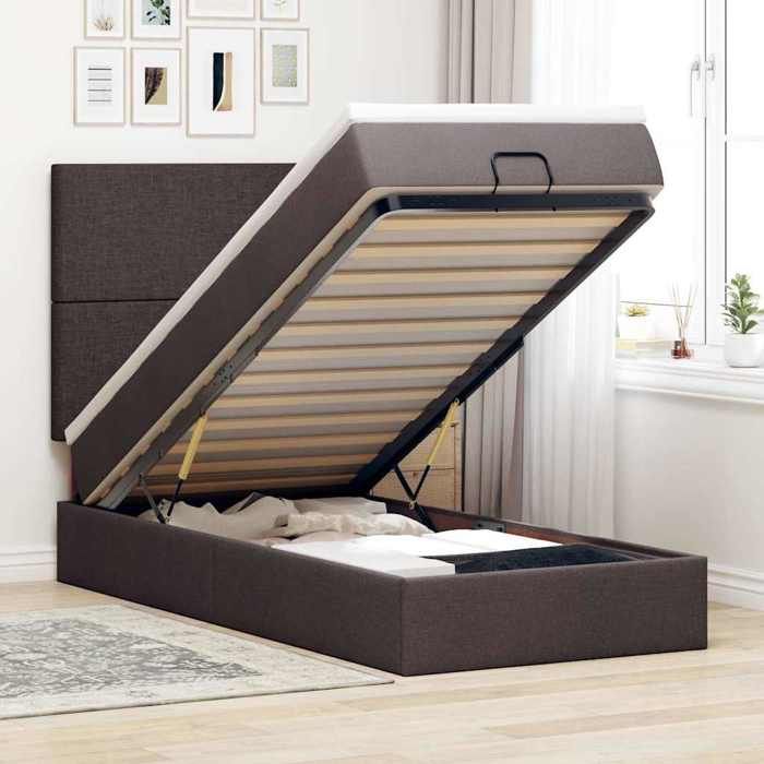 Maison Exclusive - Cadre de lit ottoman avec matelas marron foncé 90x190 cm tissu