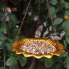 Hanging Wildbird Feeder Tray Metal Flower Shape Seeds Feeding Tray Outdoor Garden Decoration for Backyard Lawn Yard Patio