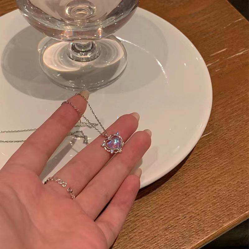 Модные хрустальные крылья ангела, сердечки, ожерелья для девушек, простые розовые, белые, циркониевые, сердечки, кулон, женские, элегантные ювелирные изделия, ожерелье