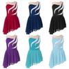 Kids Girls Mesh Splice Chiffon Ballet Dance Leotard Hollow Back Dress Dancewear Sequin Rhinestone Figure Ice Skating Costume