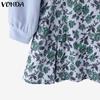 VONDA Женские летние платья из двух частей с длинным рукавом и цветочным принтом