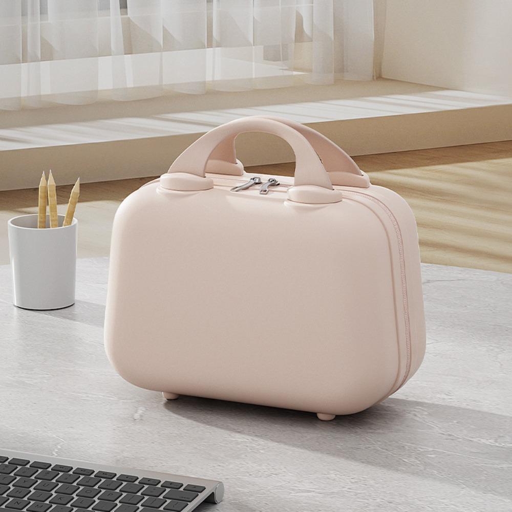 Square Box Solid Color Suitcase Large Capacity Makeup Case Casual 14-inch Cosmetic Cases  Women