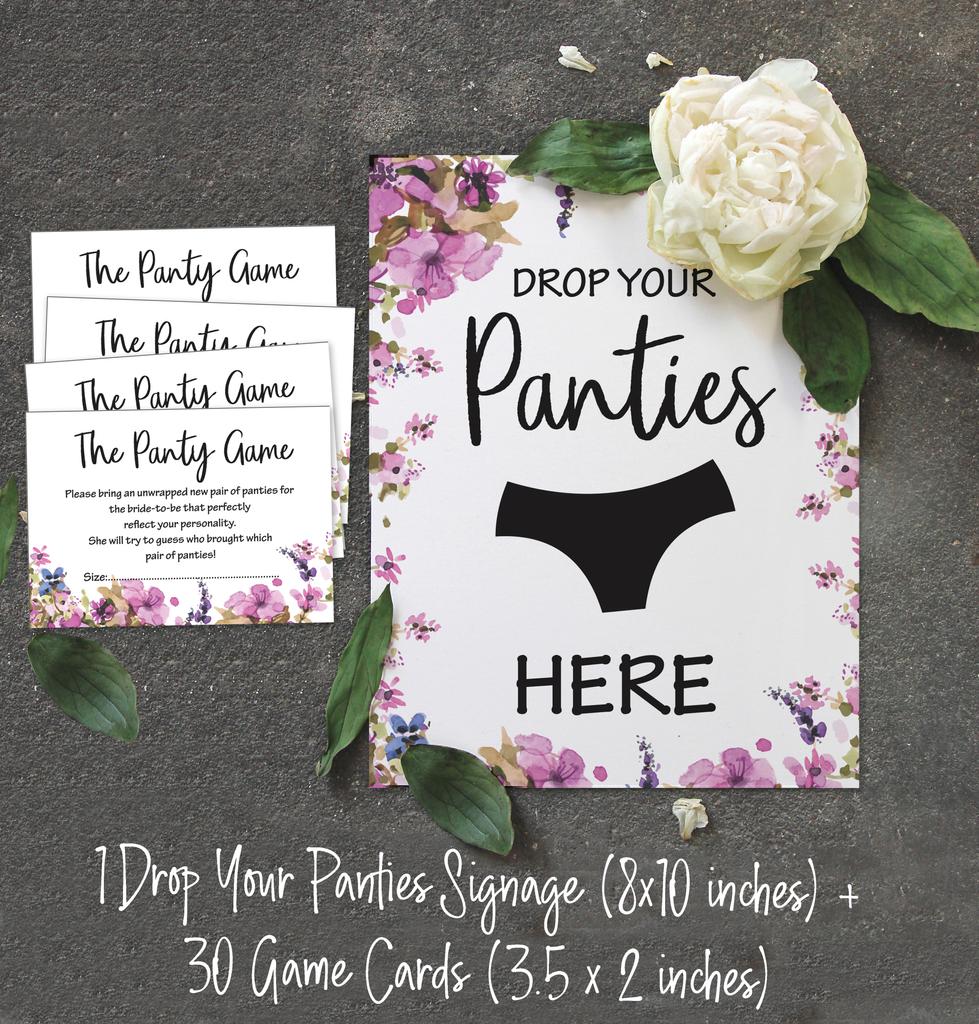 Inkdotpot Игра «Свадебный душ» 1 знак 30 карточек Белый цветочный девичник для девочек Вечеринка-девичник Сбросьте свои трусики