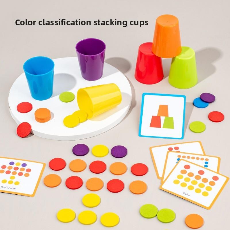 Wooden Color Recognition Fruit Vegetable Sorting Cup Educational Children Toy