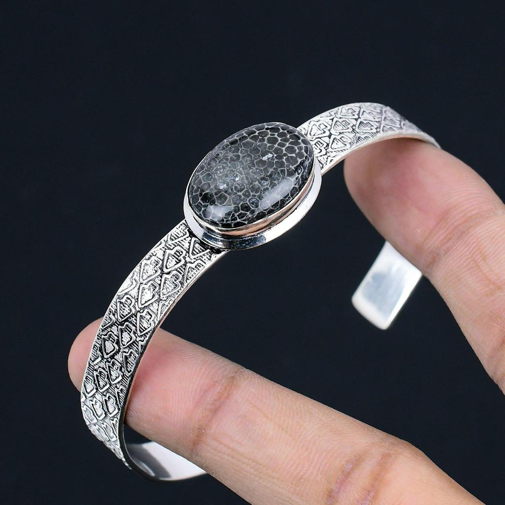 Хэллоуинская распродажа Стерлинговое серебро Натуральный скат Коралл Жена Помолвка Новый браслет