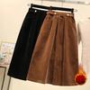 Женская осенне-зимняя утолщенная вельветовая юбка больших размеров, свободного кроя, с высокой посадкой, средней длины, А-силуэта