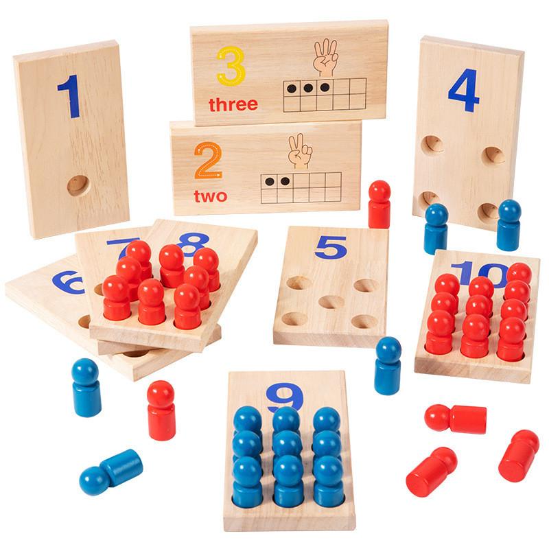 Деревянная детская двусторонняя когнитивная доска-сортировщик с примерами на сложение и вычитание для раннего развития