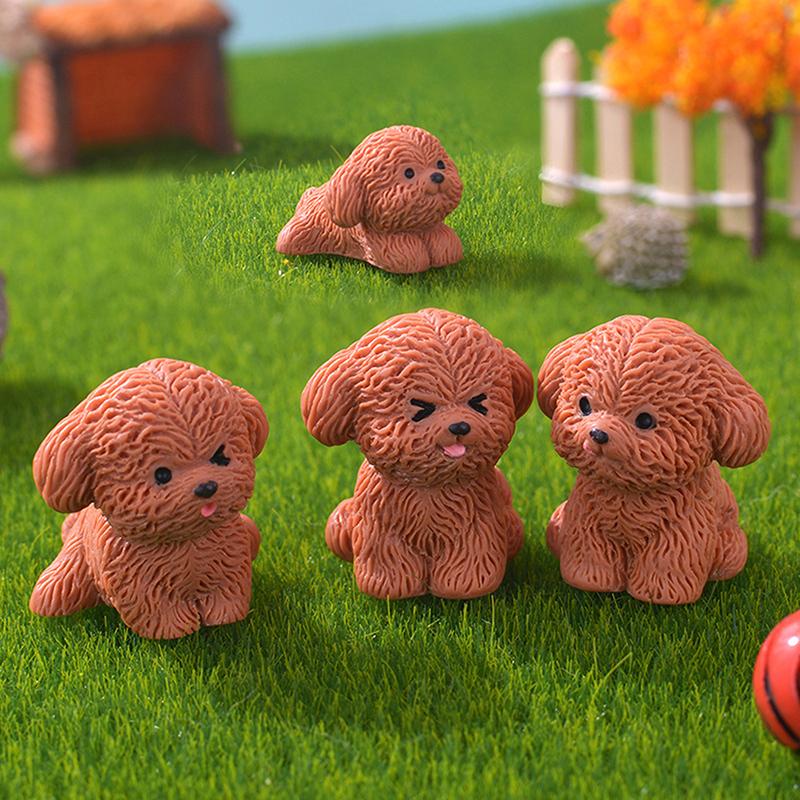 Фигурка миниатюрная милая коричневая плюшевая собачка микропейзаж украшения для домашнего декора кавайное животное настольное украшение