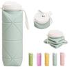 Foldable Portable Water Bottle, Large Capacity 600ml, Lightweight 135g, with Straw, Leak-Proof, Silicone Collapsible Water Bottle, Eco-Friendly for Sp