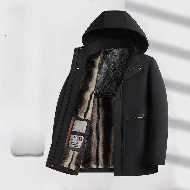 Autumn and Winter Fleece Thickened Detachment Cap Middle-aged Business Casual Cotton-padded Clothes