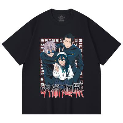 230 г/м² 100% хлопок Jujutsu Kaisen V40 Принт Унисекс Тяжелая хлопковая футболка
