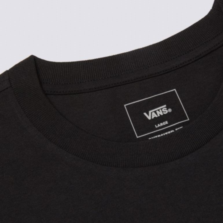 Vans Простая минималистская футболка с логотипом бренда и круглым вырезом, прямой крой, короткий рукав, мужские топы, черный цвет VN000NWABLK1