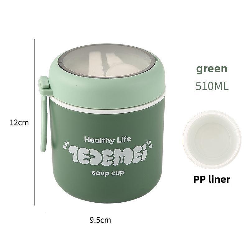Portable Mini Antibacterial Soup and Porridge Pot Lunch Box for Office Workers, Microwave Safe Breakfast Cup