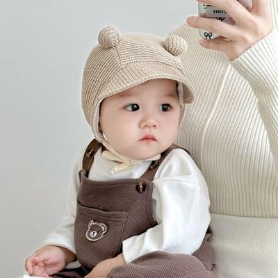 Детская шапочка весна и осень плод младенец вязаная родничок уход месячный милые младенцы и малыши осень и зима защита ушей теплая