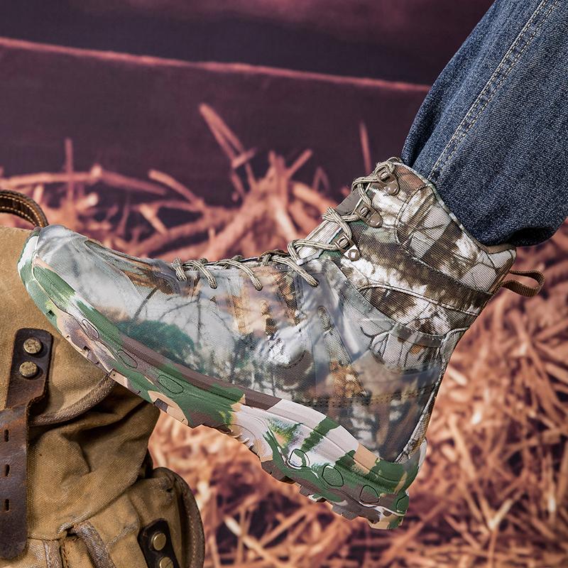 New Outdoor Camouflage Boots 2024 High Cut Thick Bottom Anti Slip Wear Resistant Outdoor Hiking Camping Mountaineering Shoes