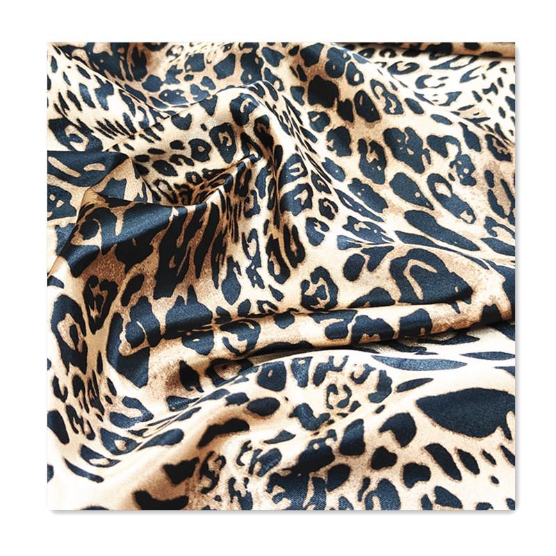 Сатиновая ткань с леопардовым принтом, имитация шелка для одежды, подкладки, повязок на голову и сумок