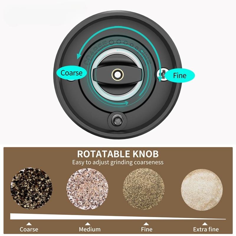 Electric Salt and Pepper Grinder Set Automatic Gravity Spice Mill Adjustable Spices Grinder Kitchen Tools