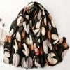 Fashionable and Simple Commuting Style Cotton and Linen Hand Scarf Plant Floral Breasted Scarf Thick Shawl