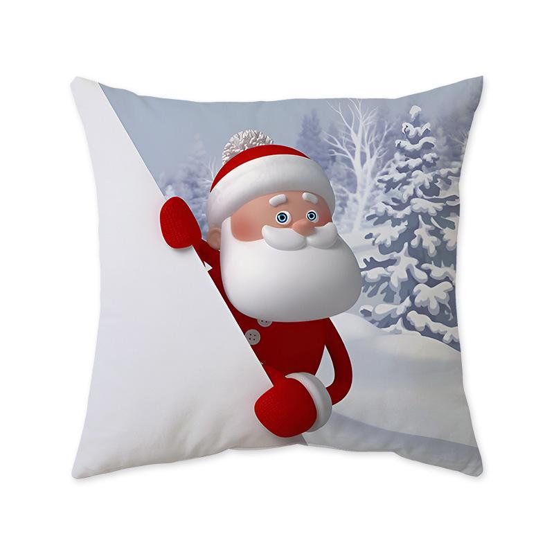 Santa Claus Snowman Holiday Pillow Case Gift Sleeper Sofa Bedroom Bedside Imitation Super Soft Pillow Back Pillow Case