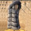 Haining Fur Autumn and Winter Hooded Imitation Fur Vest Women's Medium and Long Fashion Furry Vest