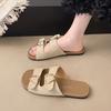 Туфли на плоской подошве одним словом женские летние новые на плоском каблуке с мягкой подошвой повседневные для улицы с пряжкой ленивые универсальные крутые тапочки